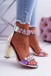 Lu Boo Iridescent Pink Lambada Zircon Sandals