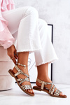 Leather openwork sandals Lewski 3022 Gold