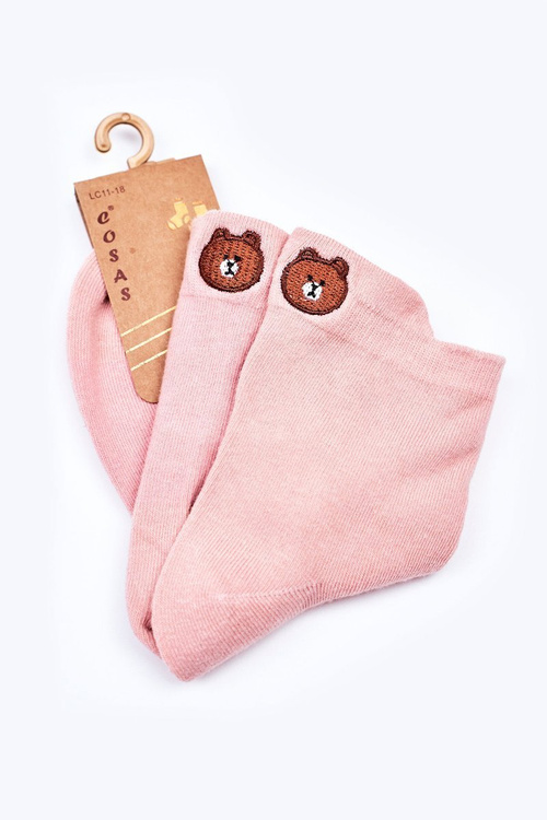 Girls' Cotton Socks With A Teddy Bear COSAS Pink