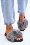 Women's Fur Slides Grey Kennet