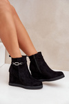 Wedge Ankle Boots With Decorative Strap Black Kaiviana