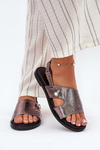 Flat Ladies Sandals With Decorative Detail Silver Vinceza 17378