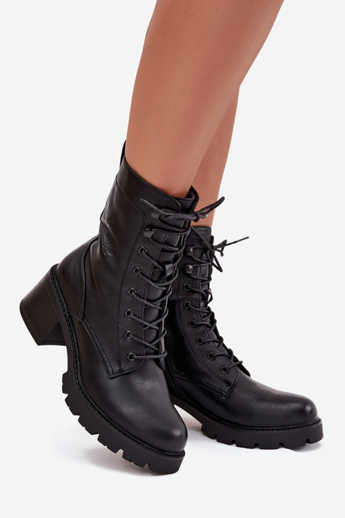 Women's workery boots on block Vinceza 89136 black