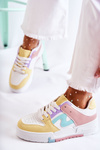Women's Sport Leather Shoes White and yellow Francis