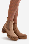 Women's Insulated Heeled Boots Eco Suede Beige Irissinae
