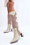 Women's Leather Knee Boots Maciejka 05784-22 Light Beige