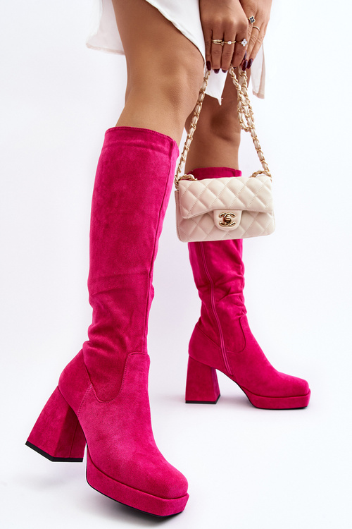 Women's Insulated Boots with Chunky Heel in Fuchsia Layala