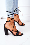 Lace-up High Heel Sandals Black Catwalk