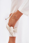 High Heels With Open Heels And Bow Ecru Eklevia