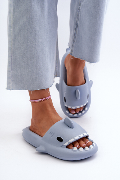 Women's Lightweight Foam Flip-Flops with Shark Motif Blue Kasila