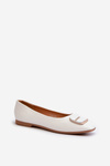 Women's Eco Leather Ballerina Flats with Decoration White Edoslli