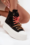 Suede Insulated Women's Sneakers on a Thick Platform GOE SS2N4046 Black