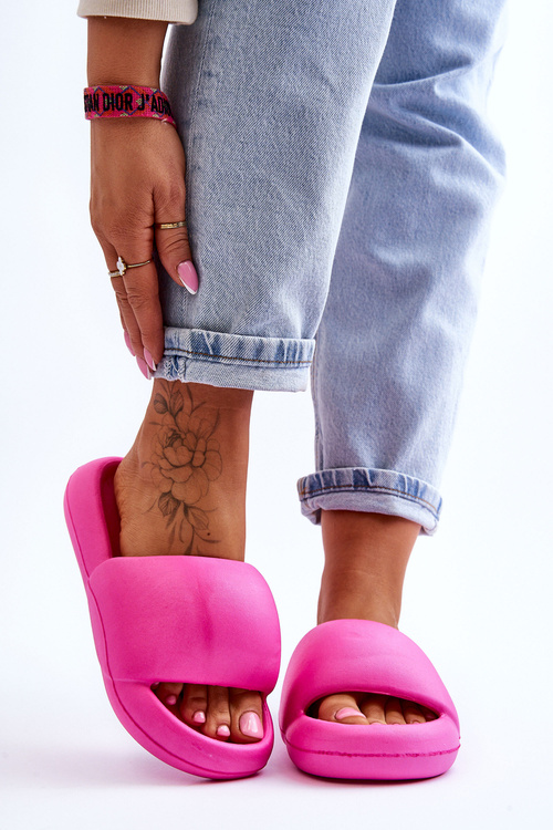 Klapki Lekkie Piankowe Damskie Platforma Fuksja Milton