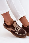 Women's Platform Sneakers with Sheepskin Brown Frelina