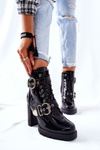 Ankle Boots Shiny Black With Buckle Flaris