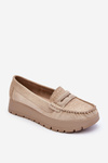 Suede Platform Loafers Light Beige Milana