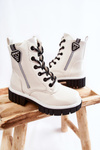 Lacquered Warm Boots With Zipper White Marcella