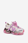 Ladies Leather Sneakers On Chunky Sole Pink GOE RR2N4030