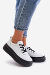 Damskie Buty Sportowe Platforma Skóra Naturalna 41470 Vinceza Białe
