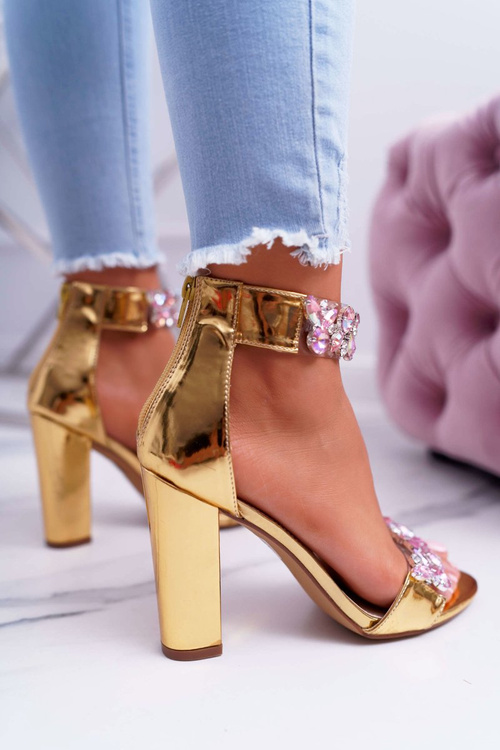 Lu Boo Gold Mirror Zircon Lambada Sandals