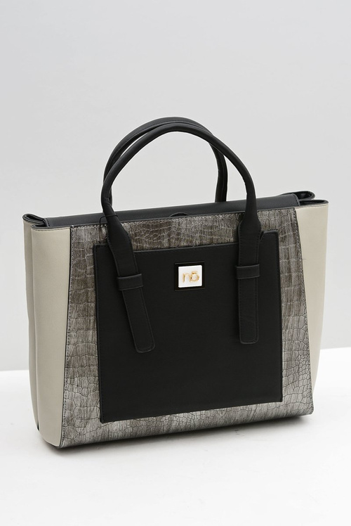 Nobo Women's Large Black Serpent Leather Briefcase Handbag