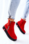 Platform Suede Lace-up Booties Red Nessa