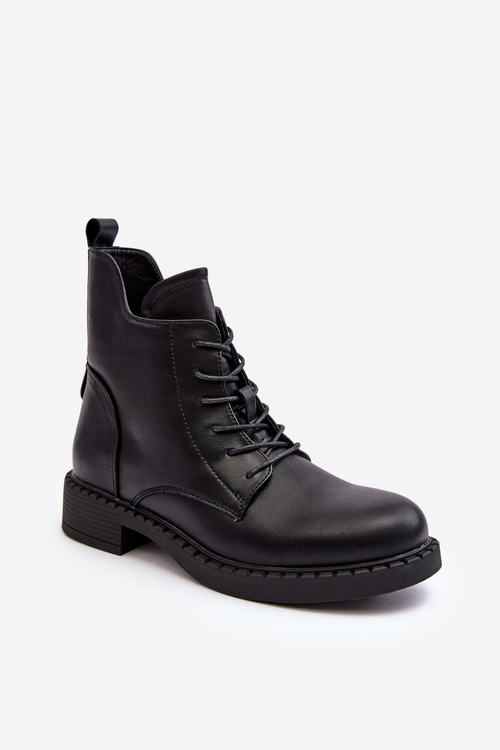 Women's Classic Ankle Boots Flat Heel Black Ballisa