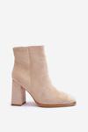 Heeled Suede Lined Boots Beige Lamirena 