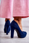 Classic Suede Pumps On Heel Navy Soro