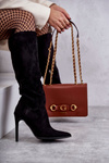 Classic Suede Black Boots On A Black Ameya