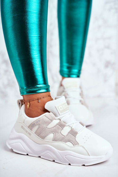 Buty Sportowe Skórzane Big Star Białe GG274635