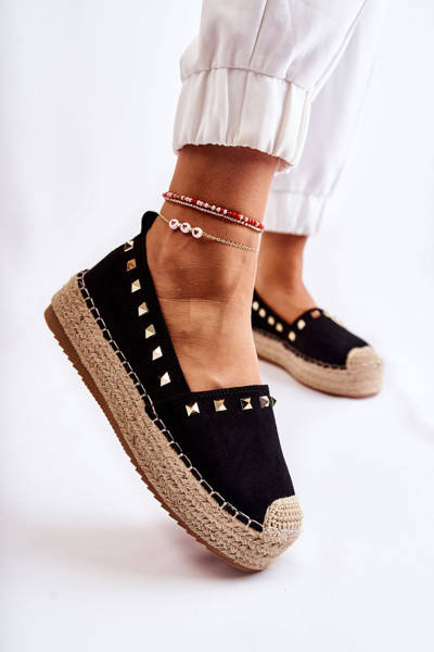 Espadryle Damskie Ćwieki Czarne Laross