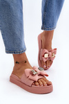Women's Slippers with Bow and Teddy Bear Pink Katterina