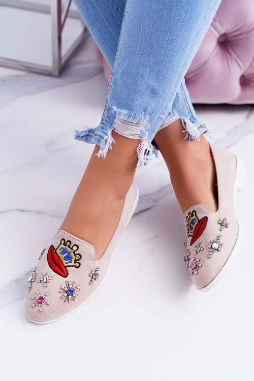 Beige Women's Ballerinas Patchwork Princess