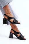 Elegant Women's High Heel Sandals in Black Eco Leather Asellesa