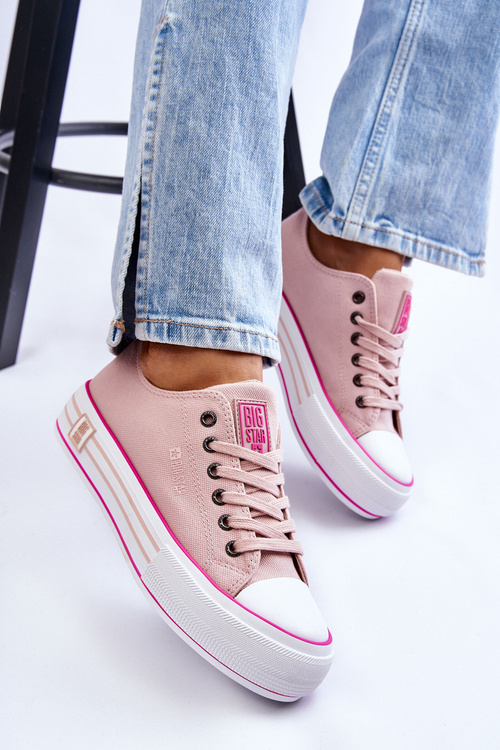 Women's Fabric Sneakers On The Big Star Platform LL274181 Pink