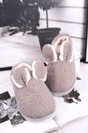 Women's Slippers With Fur Rabbit Grey Goody