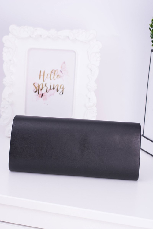 Black Clutch Bag Gold Chain Pearls