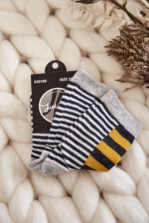 Skarpety Dziecięce Klasyczne W Pasy I Paseczki Żółte