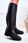 Women's Black Rubber Galoshes Boots Under The Knee Drizzle