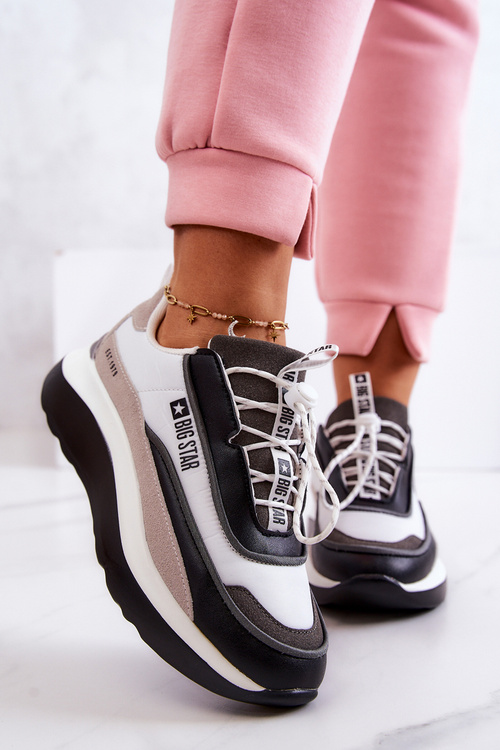 Sportowe Buty Sneakersy Big Star Biało-Czarne JJ274998