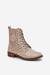 Ażurowe Botki Na Płaskim Obcasie Złote Serfina