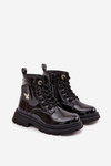 Insulated Children's Boots with Zip Patent Black Alverina