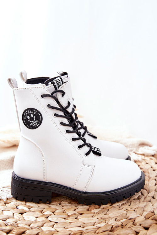 Dziecięce Ocieplane Botki Workery Białe Rosalie