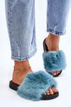 Women's Fur Slides Turquoise Kennet