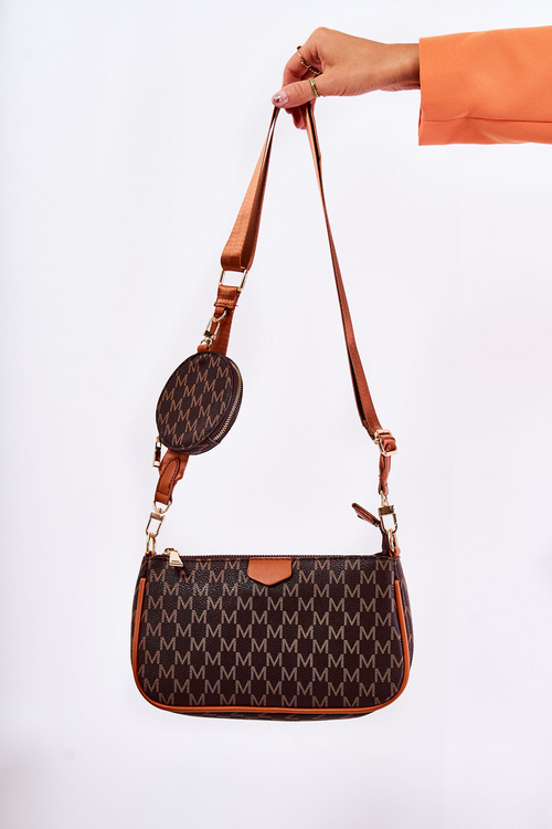 Torebka Listonoszka Portmonetka Damska 3w1 Brązowa Bormea