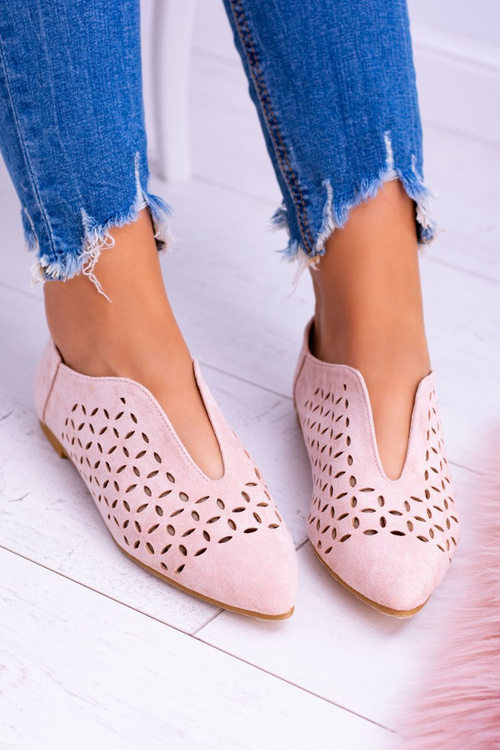 Lu Boo Zamszowe Damskie Wsuwane Półbuty Synthia Pudrowy Róż