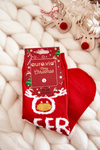 Women's Socks With A Christmas Pattern In The Reindeer Red