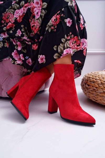 Women's Stiletto High Boots Zipper Point Red Ferol