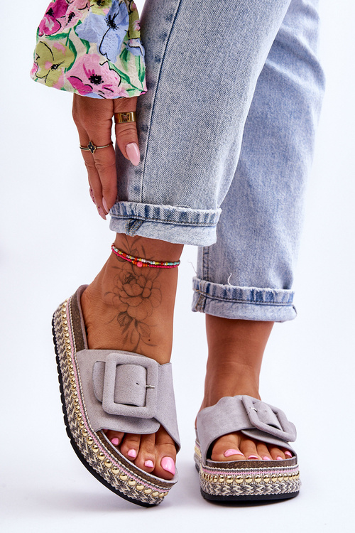 Women's Sandals On A Decorated Platform Grey Joyce